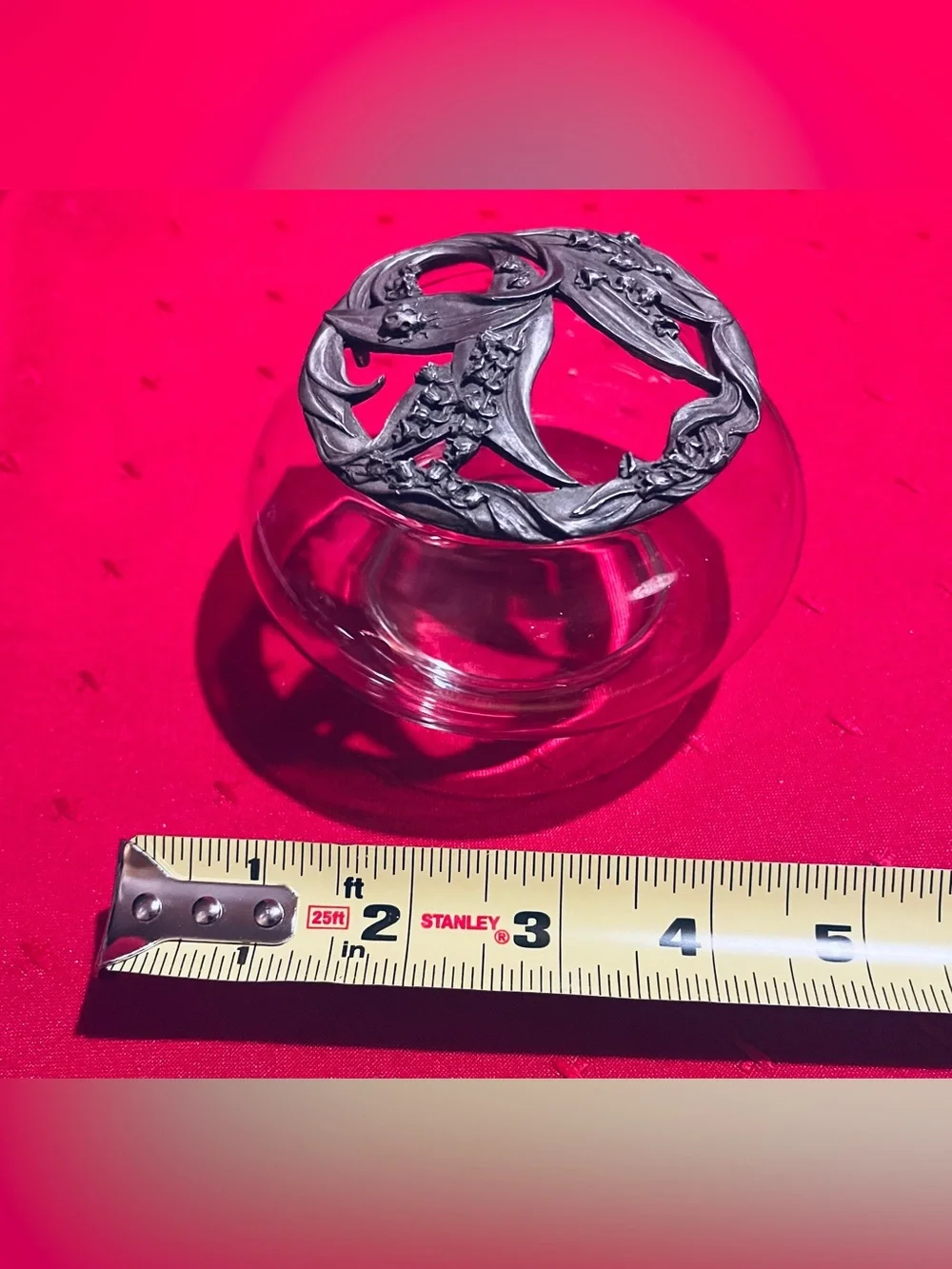 Vintage Seagull Pewter Glass Potpourri Bowl